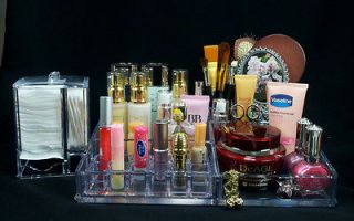 Cosmetic Organizer Lipstick holder Cotton pad Swab Brush Make up Case