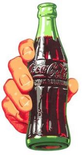 RARE Coca Cola 1960s Hand & Bottle Soda Decal ORIGINAL Restore Coke