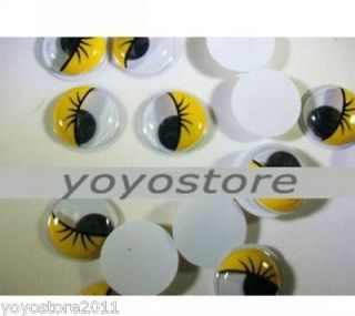 Yellow Plastic Wiggles Eye Supplies Glue On Eyelash Movable Bear Doll