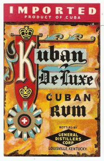 Label CUBAN RUM Kuban De Luxe IMPORTED PRODUCT OF CUBA Nice Color
