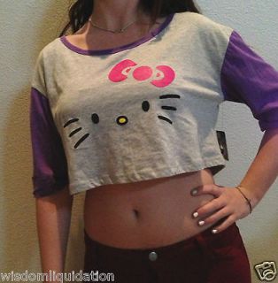 HELLO KITTY ♥ CROP TOP ♥ T SHIRT OVERSIZED XL L S M CROPPED