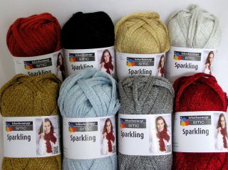 SMC Sparkling Frilly type Ruffle Scarf Yarn x 100 gms ~ Choose Colours