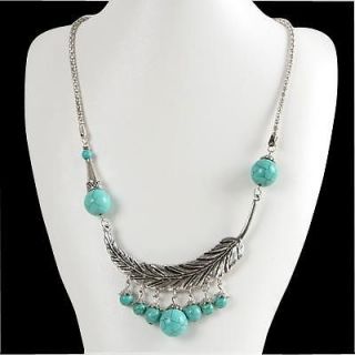 Style Fashion Women Jewelry Turquoise Tibet Silver SP Pendant Necklace