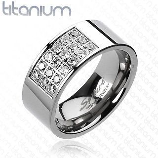 Titanium Mens Gorgeous Polished .90 Carat CZ Band Ring Size 9 14