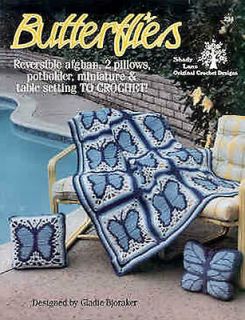 Crochet Butterflies 294 pattern booklet crocheted afghan & table