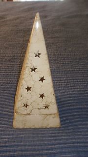 Ceramic 10.75 Ceramic pyramid tea/votive holder with stars and moon