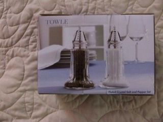 TOWLE FLUTED CRYSTAL SILVERPLATED SALT AND PEPPER SHAKERS