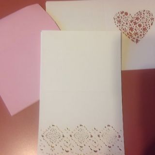Cards & Envelope Stationary Set   StampinUp   Filigree Heart Pink