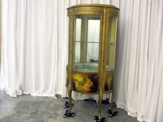 Vintage French Provencial Style Curio Cabinet w Mirror Back & Glass