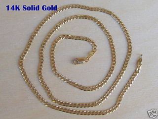 3mm 14K SOLID GOLD 22 CUBAN LINK NECKLACE CHAIN