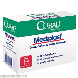 CURAD Mediplast Corn Wart Callus Remover Pads bandages Medline Single