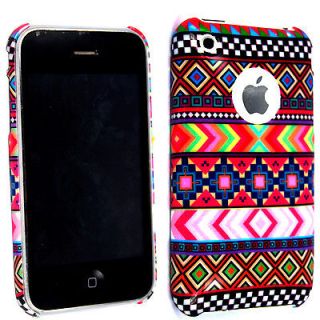 NEW PINK TRIBAL PRINT HARD CASE PROTECTION COVER FOR APPLE IPHONE 3 3G