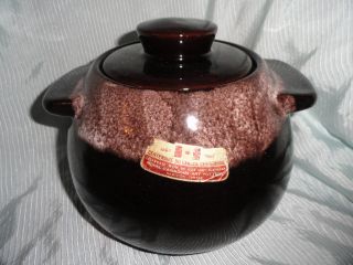 Royal Canadian Art Pottery Bean Pot, 1967, still has original foil