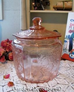 Lovely Retro PINK GLASS BISCUIT COOKIE JAR ~ New