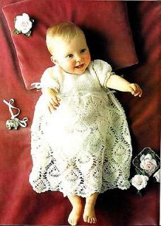 Crochet Pattern Baby Infant Pineapple Christening Gown Dress sz 18, 20