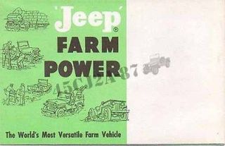 Willys Farm Jeep Dealer Brochure CJ3A CJ3B with plow, 3 point hitch