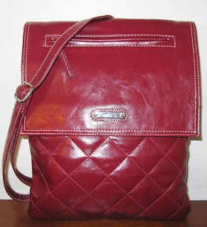 EMILIE M. Red Quilted Vegan Leather Cross Body Handbag LN L@@K