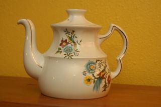 Vintage Ellgreave England Wood & Sons Ironestone Teapot 5 birds