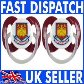 WEST HAM UNITED FOOTBALL CLUB BABY SOOTHER DUMMY DUMMYS x 2 OFFICIAL