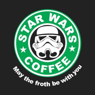 Starwars Coffee May the Froth Be With You Mens Ladies Kids T Shirts