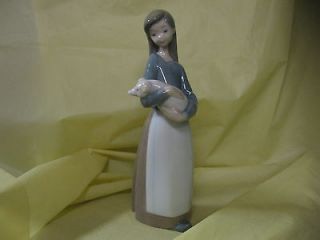 Darling Lladro 1011 GIRL With PIG Glazed MINT CONDITION Free US