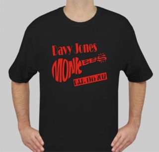 Davy Jones The Monkees RIP 1945 2012 Black T shirts Sz Sm XXL