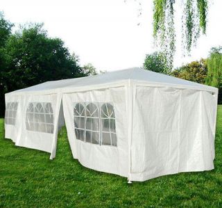 10 x 30 ft White Gazebo Party Tent Canopy with Side Walls US Seller