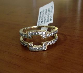 Princess Cut Diamonds Ring Guard Wrap 14k Yellow Gold Solitaire