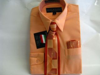 New Daniel Ellissa Boys Peach Dress Shirt with Tie and Hanky sz 4   20