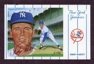 Danny McDevitt Yankees Signed 3.5x5.5 Historic Postcard AUTO JSA COA