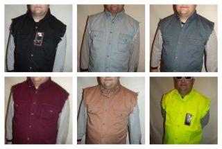NWT Mens Cut Off Sleeveless Cotton Denim Button up Shirt / Vest M L