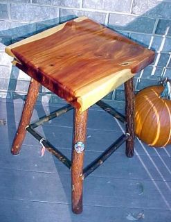 beautiful CEDAR LOG TABLE/stool SASSAFRAS & HICKORY~rustic furniture