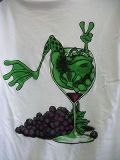 PEACE FROGS FROG IN WINE GLASS ADULT X LARGE T SHIRT