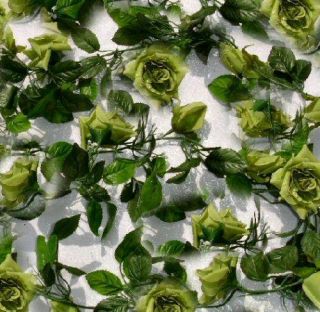 SAGE PERIDOT Rose Garland ~ Silk Wedding Flowers ~ Arch Gazebo Decor