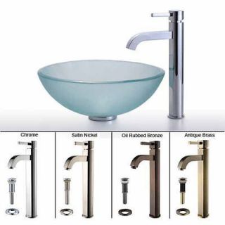 Kraus Frosted Glass Vessel Sink & Sheven Faucet Set