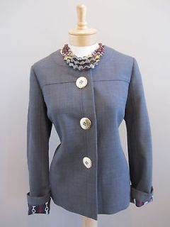TORY BURCH Beautiful Gray Blazer with Gold Buttons Size USA 10 New