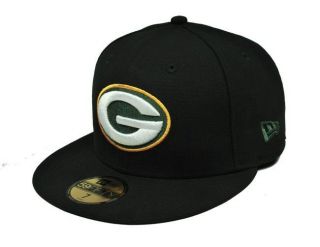GREEN BAY PACKERS BLACK CAP NFL FOOTBALL CUSTOM FITTED HAT 5950