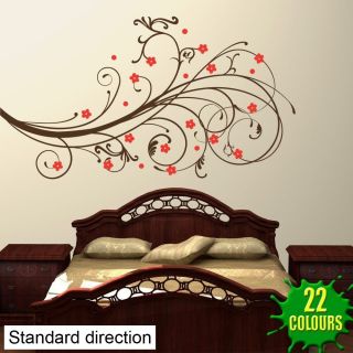 Decorative Swirls With Flowers   Wall Decal Sticker lounge living room