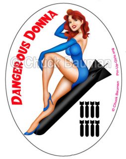 Pin Up Decal WW2 Sexy Bomber Nose Art pinup girl Dangerous Donna pin