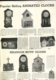 1951 ad Motif Character Clocks Church Altar Cowboy Ballerina Teeter