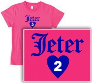 DEREK (heart) JETER Womens NY Yankees HOT PINK T SHIRT