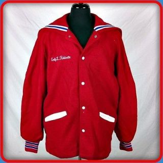 DELONG USA Vtg Wool School Jock Jacket Mens Size L Large red Varsity