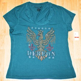Womens DEREON Designer Scoop Neck Screen Graphic T shirt Top Blouse