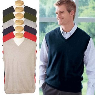 Devon & Jones Mens V Neck Sweater Vest 100% Cotton S,M,L,XL,2X,3X,4X 6