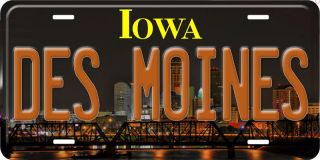 Des Moines Iowa Aluminum Auto Novelty Car License Plate P02