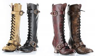 Steampunk Lace Up Buckle Knee Boots Victorian Pirate Gothic