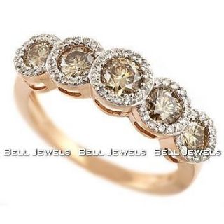 BROWN CHAMPAGNE DIAMOND ANNIVERSARY WEDDING RING 14K ROSE GOLD
