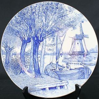 VINTAGE BLUE DELFT PLATE CHARGER WINDMILL CANAL BOCH