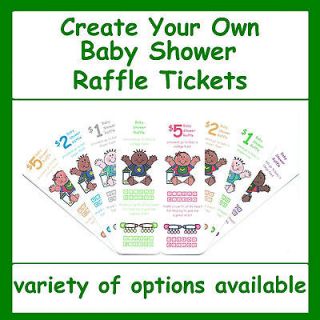 12 Baby Shower Party Raffle Tickets Girl 2¾x8½ Cardstock Perforated