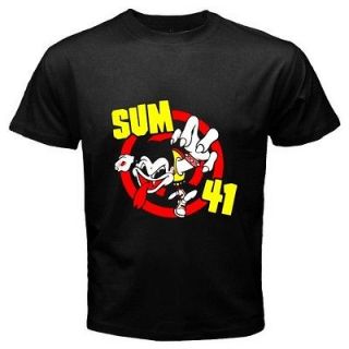 New SUM 41 Punk Rock Band Logo Design Mens Black T Shirt Size S M L XL